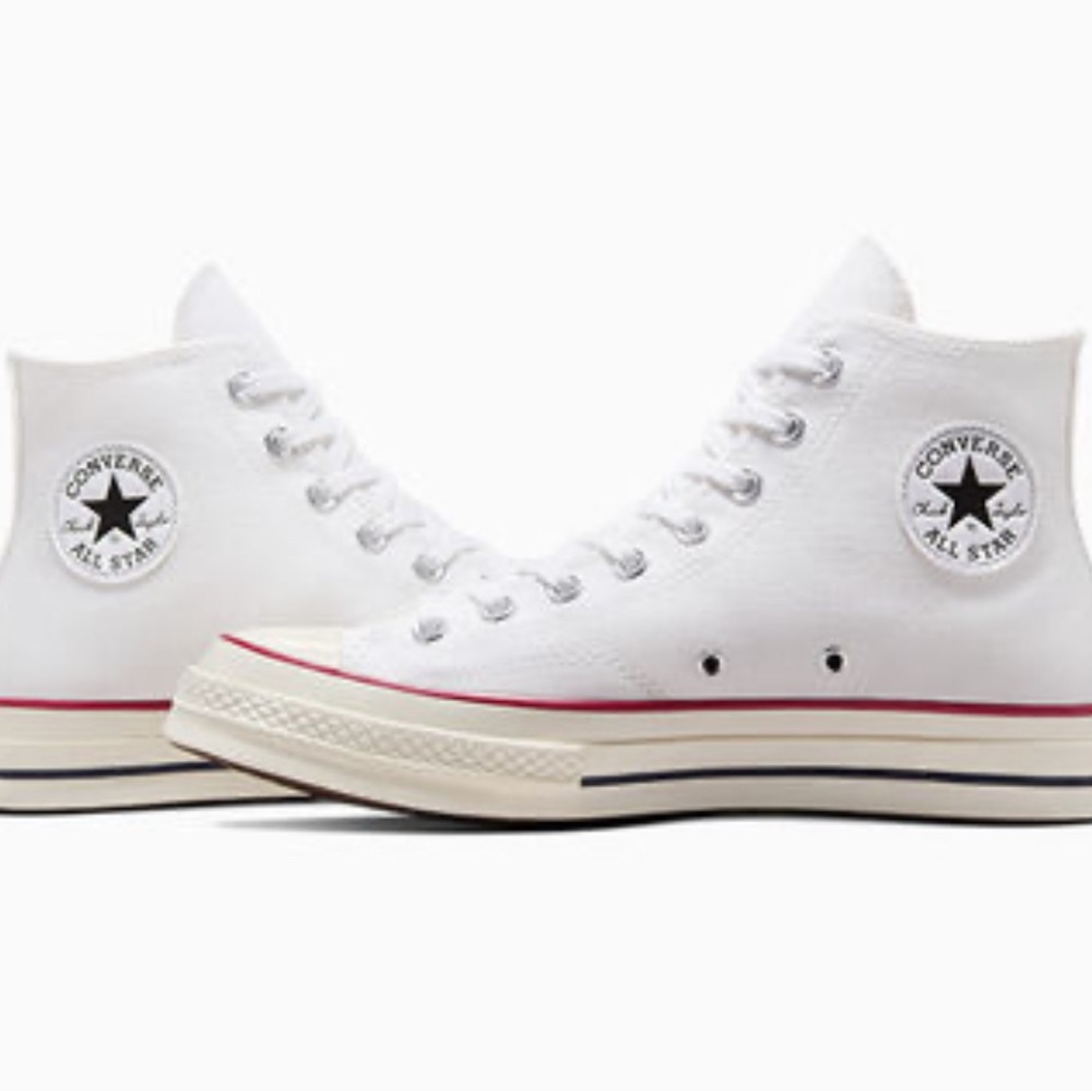 Converse All Star White High-Tops with Red Accent Chuck 70